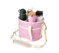 Mimoqk Foldable Drink Carrier, Leak Proof Tote, Four Compartment Organizer, Portable Beverage Holder, for Coffee Water Picnic Travel Snack Beach Office Gym Family Use Reusable Lightweight Bag