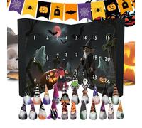 Mimoqk Halloween Gnome Countdown Calendar, Plush Gnome Doll Decor, Soft Numbered Hanging Display, Festive Ornament Figures (1 set, arancione/nero), for Kids Family Home Shop Use