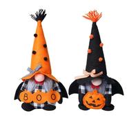 Mimoqk Halloween Gnomes Decor, 2PCS Plush Dwarf Toys, Faceless Scandinavian Figurines, Soft Festive Ornament Set (Orange/Black), for Tabletop Sofa Window Display Use