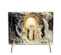 Mimoqk Jesus Resurrection Desk Centerpiece, 2d Tabletop Scene Display, Decorative Religious Sign for Easter, Faith Inspired Ornament to Home, Church, or Sunrise Service Decor 9.84x7.08 Inches