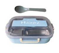 Mimoqk Kids Lunch Box, Snack Container, 3-Compartment Food Storage, Leakproof Design with Utensils, Portable Organizer, (1 Piece), for School, Offices, Picnic, Travel and More