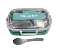 Mimoqk Kids Lunch Box, Snack Container, 3-Compartment Food Storage, Leakproof Design with Utensils, Portable Organizer, (1 Piece), for School, Offices, Picnic, Travel and More