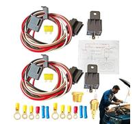 Mimoqk Kit relè ventilatore radiatore, kit relè ventilatore elettrico automobilistico - Kit di cablaggio a doppia ventola elettrica 12V40A,Parti di ricambio per auto impermeabili