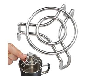 Mimoqk Mini Steamer Rack, Stainless Cook Insert Tray, Compact Stackable Size Heat Circulation Design, Food Grade Steel Polished Finish Detail, Cooking Support Mesh Stand Tool 2.36x2.36 Inches
