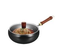 Mimoqk Non Stick Pan, Scratch-Resistant Stir Fry Wok with Wooden Handle, No Coating Flat Bottom Induction Cookware for Baking, Stewing, Stir-Frying, Home Kitchen Use More