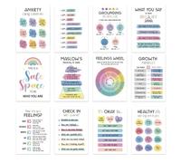 Mimoqk Poster sulla salute mentale, decorazione per bacheca in classe, stampe per la consapevolezza delle affermazioni, arte da parete motivazionale, 12 sentimenti ispiratori, decorazione per la