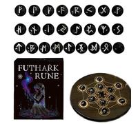 Mimoqk Set di Pietre Rune | 25 Pietre con simboli incisi 'alfabeto | Forniture Spirituali di con un sacchetto, progettate per la Guida Personale, il Lavoro Energetico,