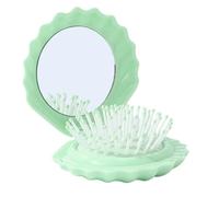 Mimoqk Shell Pocket Brush, Compact Mirror Comb Set, Scalp Massage Grooming Tool, Cute Shell Shape Design, for Women, Girls, Outdoor Travel, Shower, Beach, Palestra, Home Use More
