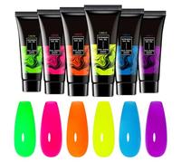 Mimoqk Smalto gel per asciugatura UV - Gel lucido per estensione delle unghie - 6 colori glitterati a lunga tenuta, asciugatura rapida, manicure per donne