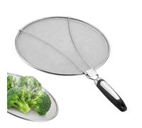 Mimoqk Splatter Guard Shield, Stainless Steel Mesh, Oil Grease Splash Protector Heat Resistant Kitchen Lid Screen, for Frying Bacon Chicken Popcorn Fries Cooking Pens Skillets Kitchen Use 11.41Inche