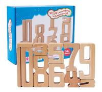 Mimoqk Stacking Number Toys, 630g Educational Digit, Authentic Preschool Learning Game, for Kids Ages 3+ Counting Math Wooden Number Cube Early Development Classroom Activity Use