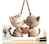 Mimoqk Statua, Cute 2D Flat Wooden Sculpture for Romantic Decor, Adorable Cat Couple Ornament with Handcrafted Design, Animal Figurine for Wedding, Birthday, Bedroom, Girlfriend, Celebrations