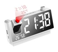 Mimoqk Time Projection Clock, Smart Electronic Alarm, Temperature Sensor Display, Interactive 180° Rotatable Hour Projector, Digital Bedside Timepiece for Home or Travel Use 7.32x1.65x3.5 Inches