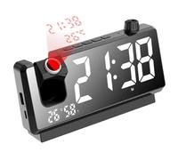 Mimoqk Time Projection Clock, Smart Electronic Alarm, Temperature Sensor Display, Interactive 180° Rotatable Hour Projector, Digital Bedside Timepiece for Home or Travel Use 7.32x1.65x3.5 Inches
