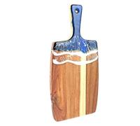 Mimoqk Wooden Resin Tray, Double Sided Board, Cutting Board with Beach Pattern, Boards for Fruit Vegetable Home, Chopping Boards, Tray for Picnic Camping Cheese Apartment Picnic Countertop Sink