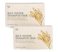 mimosu Acqua Di Riso Per La Crescita Dei Capelli Shampoo Bar 2Set - Tutto In Uno Shampoo Di Riso Fermentato Barra Per Rafforzare I Capelli Deboli O Danneggiati Sapone, Idratante, Senza