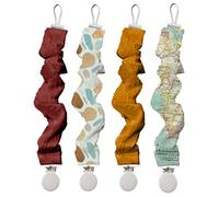 MIMUSELINA Clip Portaciuccio per Neonati Pack x4 | Catenella Ciuccio in Cotone con Clip di Sicurezza - Catenella Portaciuccio per Neonato Lavabile in Lavatrice - Disponibile in diversi colori