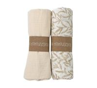 MIMUSELINA Confezione da 2 Mussola per Bambini, Quadrati 1x1m - Panno per Allattamento in Cotone con Tessuto Morbido, Assorbente, Traspirante e Multiuso (Gris/Cool)