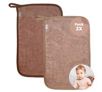 MIMUSELINA Set 2 Asciugamani Asilo Bambina in Cotone di Spugna Assorbente - Riutilizzabili, 35 x 23 cm con Grammatura di 450 gr (Sabbia/Marrone)