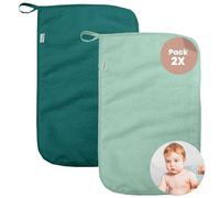 MIMUSELINA Set 2 Asciugamani Asilo Bambino in Cotone di Spugna Assorbente - Riutilizzabili 35 x 23 cm con Grammatura di 450 gr (Turchese/Menta)