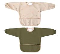 MIMUSELINA | Set di 2 Bavaglini Neonato Impermeabili | Bavaglino con Maniche Lunghe | Chiusura Regolabile e Polsini Elastici | Bavaglino Svezzamento | Ideali per Asilo Nido
