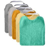 MIMUSELINA Set di 5 Bavaglini Neonato Impermeabili BLW in Spugna | Cotone Premium Oeko-Tex | Set Pappa Svezzamento Neonati | Grandi Bavaglini Asilo con Elastico al Collo | Realizzati a mano Spagna