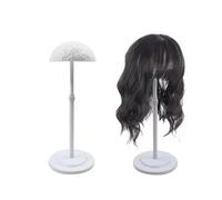 mimzemamz Porta Parrucca Regolabile Espositore Capelli - strumento di visualizzazione della parrucca, manichino per la pratica di tela di staffa supporto per display styling, bianco
