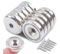 MIN CI 10 pezzi Calamite Potenti Magnete Circolare con Foro Svasato,Calamita Neodimio 25x7mm Piccole Magneti Forati Vite Rondelle Base per Frigorifero Rotonde