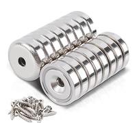 MIN CI 16 pezzi Calamite Potenti Magnete Circolare con Foro Svasato,Calamita Neodimio 20x7mm Piccole Magneti Forati Vite Rondelle Base per Frigorifero Rotonde