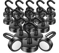 MIN CI 18 pezzi Ganci magnetici neri resistenti 20 kg, magneti al neodimio da 25 mm, forti, per cucina, frigorifero, posto di lavoro e cabine da crociera