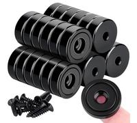 MIN CI 30 Pezzi Magneti Neri Forti 10kg (20lbs) Magneti al Neodimio con Foro, Magneti Rotondi da 16mm con Filettatura da Avvitare, Magnete Piatto Forte Piccolo
