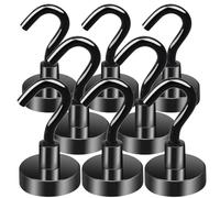 MIN CI 8pcs Calamite Potenti Ganci Magnetici Extra Forti, 20mm Magneti Neodimio, Gancio Magnetico Nero Calamite Neodimio Ganci Cucina Rotondo Ganci per Campeggio, Garage, Cucina, Ufficio