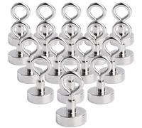 MIN CI Confezione da 18 ganci magnetici, extra resistenti, ganci magnetici al neodimio da 20 mm, forza di trazione 10 kg (22 libbre) magnete ad occhiello con ganci, supporto magnetico