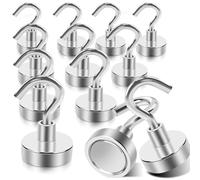 MIN CI Ganci magnetici resistenti, 15,9 kg + forti ganci magnetici da parete, magneti in metallo al neodimio con ganci grandi ganci magnetici, per aule, crociere, frigoriferi, cucina, confezione da 12
