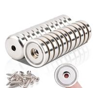 MIN CI Magneti al neodimio con foro, 30 kg (66 lbs) per avvitare, 25 mm, magneti rotondi al neodimio, extra forti, con filettatura magnetica da avvitare