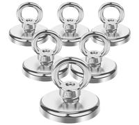 MIN CI Magneti spessi da 42 mm, 6 ganci magnetici da 70 kg, forza adesiva al neodimio, magneti al neodimio, con gancio, pesci magnetici con occhiello, magneti forti magnetici per campeggio