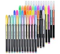 MIN CI Set di 48 penne gel colorate glitterate, con glitter metallici, pastello