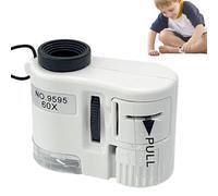 min microscopio LED 60X con luce - Microscopio tascabile per bambini | Microscopio portatile con messa a fuoco regolabile, batteria a bottone integrata per osservazione microbiologica e educazione