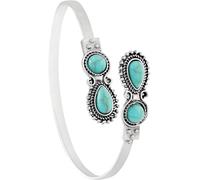 MINACHI Bracciale rigido da donna con perle di labradorite e pietra di luna naturale, a forma di pera, in argento, M, zinco, turchese sintetico