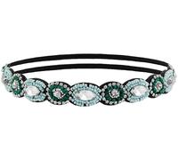 MINACHI Fascia per capelli in stile bohémien con perline di riso cucite con perline di giada, corda di cotone elastico, accessorio per capelli, stile etnico da donna