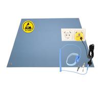 Minadax 60 x 50 cm, antistatico, ESD, tappetino da tavolo, resistente alla saldatura, con manicotto + prolunga di 2,4 m + spina di terra ESD