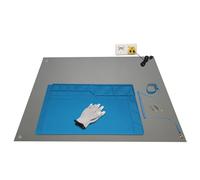 Minadax Workstation con protezione ESD 80 x 60 cm per riparazioni elettroniche Tappetino per saldatura Tappetino per polsini 55 x 35 cm Guanti Spina di messa a terra
