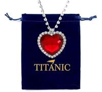 Minakeda Titanic Heart The Ocean - Collana in argento con ciondolo a forma di cuore e zaffiro blu, idea regalo per donna, Misura unica, Cristallo, Zirconia cubica