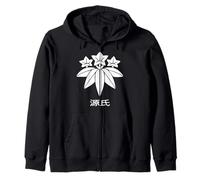 Minamoto Clan Kamon e Kanji Giapponese Samurai guerrieri Clan Felpa con Cappuccio