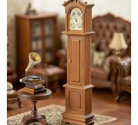 Minamzee 1:12 Set Accessori Arredamento Per Case Delle Bambole, 3 Pezzi Orologio A Pendolo Vittoriano, Fonografo Vintage E Tavolino Rotondo Mini Decorazioni Per Soggiorno, Camera Da Letto E Ufficio