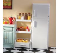 Minamzee 1:12 Set Mobili Cucina Per Case Delle Bambole, 36 Pezzi Mini Frigorifero In Legno Con Scaffale E Accessori Decorativi Alimentari Per Cucina E Soggiorno