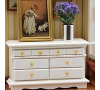 Minamzee 3 Pezzi 1:12 Set Di Mobili Miniature Per Case Di Bambola, Cassettiera A Muro In Legno Con Cassetti, Quadro Artistico, Pianta In Vaso, Accessori Per Soggiorno, Cucina E Camera Da Letto