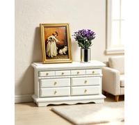Minamzee 3 Pezzi 1:12 Set Di Mobili Miniature Per Case Di Bambola, Cassettiera A Muro In Legno Con Cassetti, Quadro Artistico, Pianta In Vaso, Accessori Per Soggiorno, Cucina E Camera Da Letto