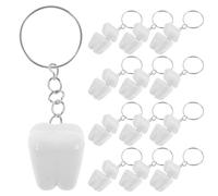 MINAOLULUS 25 Pezzi Portachiavi Originale a Forma di Dente Bianco in Acciaio Inossidabile e Plastica, Versatile e Decorativo, per Feste da Appendere a Borse