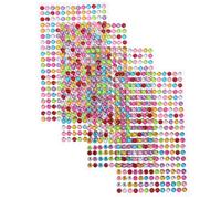 MINAOLULUS 4 Fogli di Adesivi Strass Rotondi 3D in Acrilico Colorato da 6mm, Kit Decorativo Multiuso per Unghie, Scrapbooking e Decorazioni